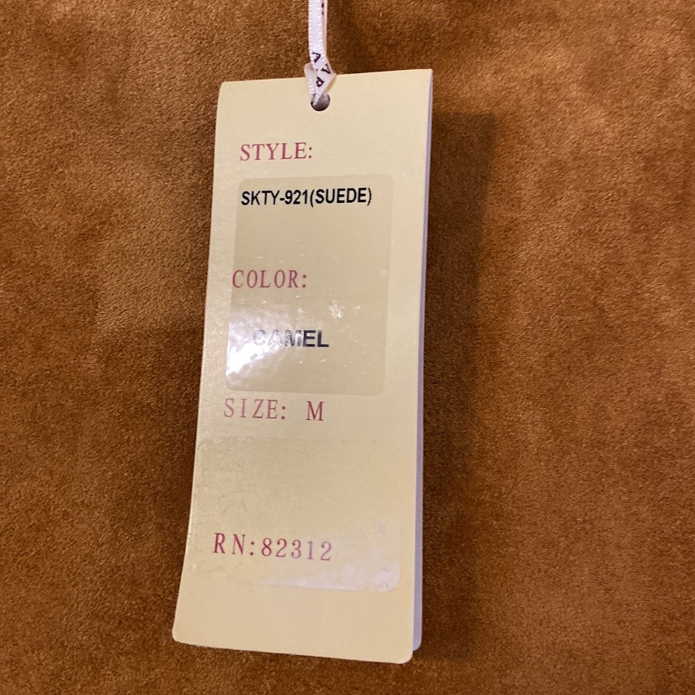 ARYEH Suede Skirt size M brand new with tag color camel waist 30” - Picture 4 of 12